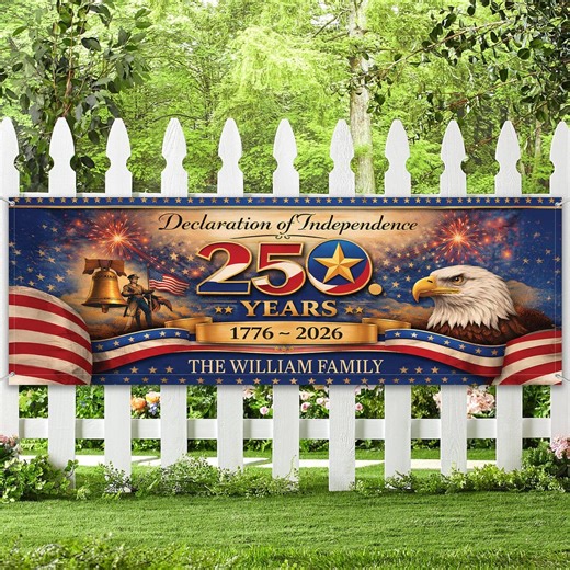 USA 250 Years Anniversary Banner Flag, Declaration of Independence Patriotic 1776–2026 Banner - Etsy