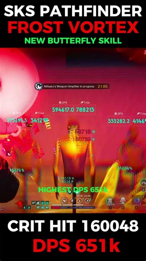 ONCE HUMAN SKS PATHFINDER DPS 651K CRIT HIT 160K WITH NEW SKILL BUTTERFLY🥶#oncehuman