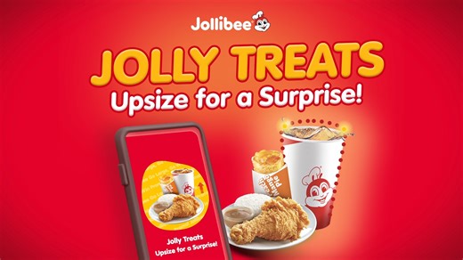 164K views · 840 reactions | Upsize your JOY and get a surprise from us! Get a chance to win exciting Jolly Treats; it’s as easy as ORDER, REGISTER, & PLAY TO WIN.  Hurry now and upgrade your mealtimes with Jollibee via dine-in and take out. Promo runs from January 15 - February 13, 2025. Visit https://www.jollibee.com.ph/jollibee-jolly-treats-promo/ for more details. Per DTI Fair Trade Permit No. FTEB-209453 Series of 2024. | Jollibee | Facebook