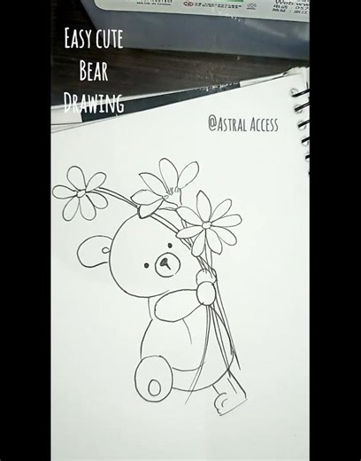 Easy cute bear drawing #art #drawing #easy #cute #bear #shorts #foryou #viral #flowers #animals