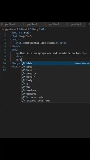 HTML Horizontal Line | HR Tag Explained in 30 Seconds 🔥 | Web Development #shorts
