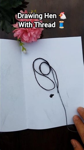 Drawing hen with thread