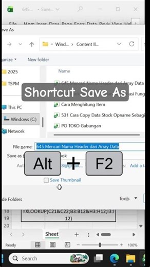 Shortcut Save as #excel #exceltips #exceltricks
