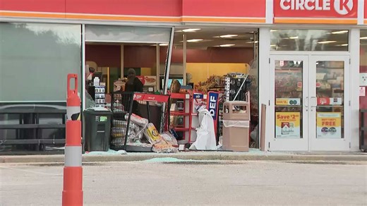 Raw video: Scene where car slammed into store in Allenstown, NH