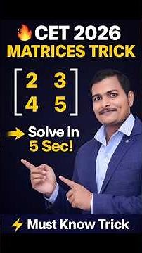 Matrices CET short tricks | MHT CET 2026