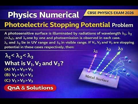 Q2. Photoelectric Effect Numerical Problem | Stopping Potential Explained | CBSE 2026 Physics