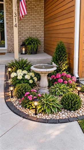 Bare Dirt to Beautiful Birdbath Garden 🌸#shorts