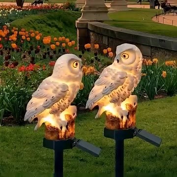 🦉"LOVE these Owls! 😍" Realistic & Easy to Install! ✅ No wires necessary (Solar-Powered) ✅ All-Weather Waterproof Design.🌕Light up your yard with this Solar-Powered Owl Light | Gardern