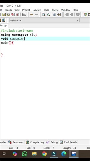 SWAPPING OF TWO NUMBERS UISNG FUNCTION. This program is exchanging the values of the two variables by calling a swapping function.this is a simple and easy program for practicing functions #cprogramming #cplusplus #function #coding #python #swapping
