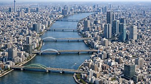 Tokyo from above along the water