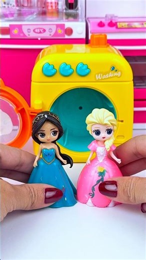 ASMR Unboxing Frozen Elsa & Jasmine Disney Princess Washing Machine Toy | Satisfying Toy Sounds