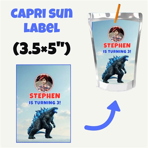 Godzilla Birthday Party Favor, Godzilla Decoration, Godzilla Party Label, Blue Lightning Monster Party Label, King of the Monster Bday Favor - Etsy