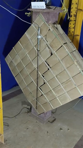 Failure of bamboo retrofitted CSRE masonry wall 🧱 under shear loading