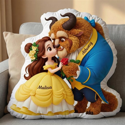 Beauty and Beast Custom Couple Pillow, Personalized Anniversary Gift, Romantic Plush Decor - Etsy