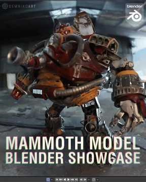 ROBO-MAMMOTH 🔥🦣 Robot Model running real-time in cycles #blender #CGI #blender3d #megaman #b3d