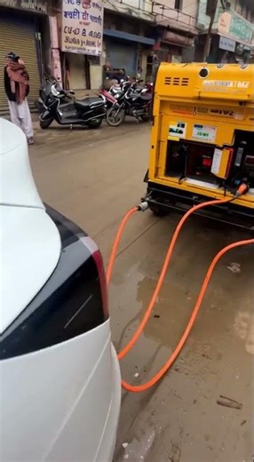 Tesla Model Y Charging with Generator in India 😳⚡ | Real or AI?