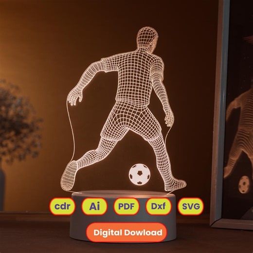 3D Soccer Player, Vector Lamp File, Plan for CNC Laser Engraving, SVG - Etsy
