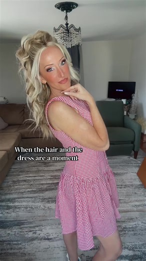 Picnic anyone? 🧺 This dress comes in several colors and was too good to pass up! The hair is an icon! Sharpay Midi Monofilament and you can get her right here on TT now! #plaid #sundressseason #wigstyle #tiktokwigtok #summerdress