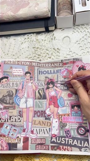 ASMR journaling couple 🩷| Part 2 #journaling #scrapbooking #asmrshorts #journal #cozydesk