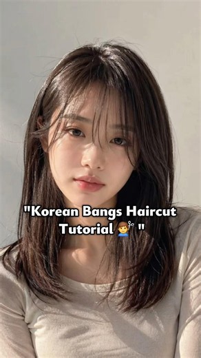 Korean Cutting Bangs Tutorial ✂️ Easy DIY Korean Hairstyle #Shorts#koreanhairstyle #hairtutorial