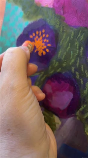 I should have known that when I left these two paintings unfinished on my drawing board for a couple months that what they needed was some oil pastel details. I find switching medium finishes off a painting that’s been languishing because I like it too much to ruin it but it doesn’t feel done. #womenartists #paintingprocess #mixedmedia | Rowena Murillo