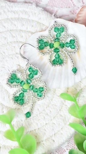 Leaf Clover Beaded Hook Earrings #handmade #AmaZing #diy | Art & Craft