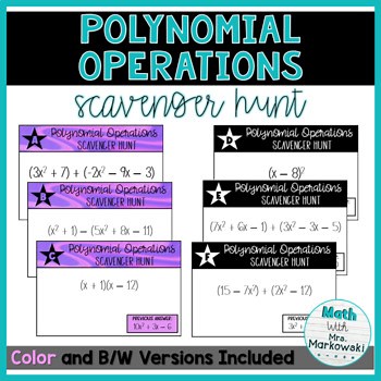 Polynomial Operations Printable AND Digital Scavenger Hunt