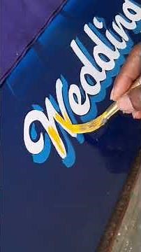 Painting 🎨 Wedding Cards Name Writing in Brush Script Calligraphy Lettering #shortsfeed #wedding