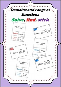 Domain and range of functions - Solve show and stick Review game