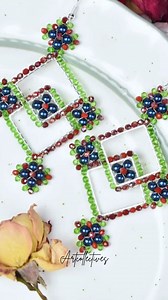 4.8K views · 95 reactions | Red and Green Triangle Seed Beaded Earrings #diy #handmade #Amazing | Art & Craft | Facebook