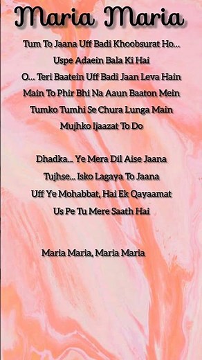 Maria Maria lyrics || #mariamaria #partner #salamkhansongs