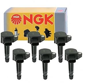 6 pc NGK Ignition Coil compatible with Acura CL 3.2L V6 2001-2003 (Full Shop Pack)