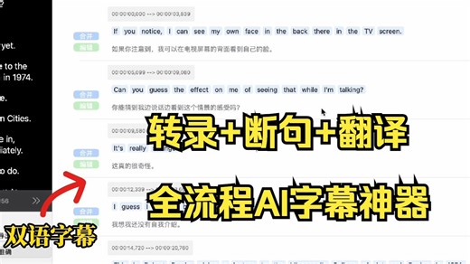 一小时音频转录、断句、翻译生成双语字幕需要多久？