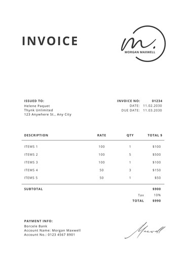 Auto-calculating Invoice Template for Small Business Editable Excel , PDF & Ms Word - Etsy