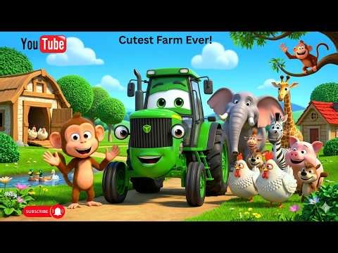 Cutest Farm Ever! Baby Monkey & His Green Tractor Build Animal Homes 🔥🚜#monkey #cartoon #tractor