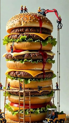 "World’s Biggest Giant Burger 🍔 | Epic Burger Build & Cutting!"