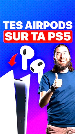 🎧 AirPods PS5 🎮 🎧🎮 Tutoriel complet pour utiliser vos AirPods sur votre PS5 sans acheter un casque gaming dédié ! Ouvrez simplement la boîte et maintenez le bouton à l'arrière pendant 5 à 10 secondes jusqu'à ce que le voyant clignote, indiquant qu'ils sont détectables. Ensuite, connectez-les à votre télé pour profiter d'un son de qualité pendant vos sessions de jeux 🎧👌 🌟N'oublie pas de t'abonner pour ne pas manquer mes prochaines vidéos sur le meilleur de l'actu gaming ! #gaming #jeuvideo