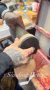 Sanding heels this is part of the finishing of the #cowboyboots #handcrafted #americanmade #usa | Old Country Boots