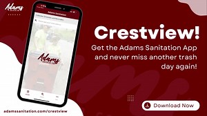 📱 Trash day just got easier! Experience the future of waste management with the Adams Sanitation App: 📅 Check Your Pickup Schedule at a Glance 📞 Report Missed Pickups Instantly 🗑️ Schedule Special Pickups with Ease Enjoy seamless trash services from your smartphone. Download now and simplify your life with Adams Sanitation! ♻️📲 | Adams Sanitation