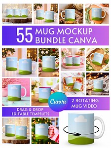 55 Editable Mug Mockups Bundle Canva Templates, 2 Rotating Mug Mockup Videos, Mug Mockups, Drag & Drop, Digital Download - Etsy