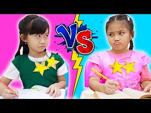 Annie and Sarah Go Back to School Story | First Day of School