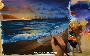 Sunrise seascape painting_ Acrylic painting for beginners __ Episode 307