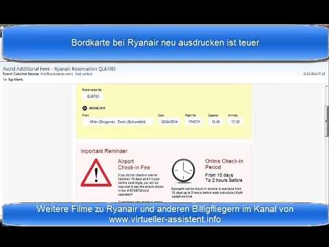 Bordkarte ausdrucken bei Ryanair oder auf's Handy laden - sonst zahlst Du Extra-Gebühren