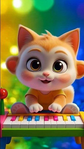 cat playing with piano toy