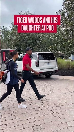 Tiger Woods’ Daughter Carries his Golf Clubs. #tigerwoods #samwoods #pgatour