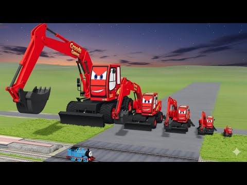 Big & Small Excavator Truck Lightning Mcqueen vs Trains Thomas | BeamNG.Drive
