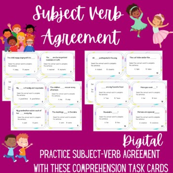 Subject-Verb Agreement Task Cards Google Slides | Grammar Practice | Grades 3–5