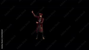 Indian Man Dance Loop animation.Full HD 1920×1080.8 Second Long.Transparent Alpha video.LOOP.