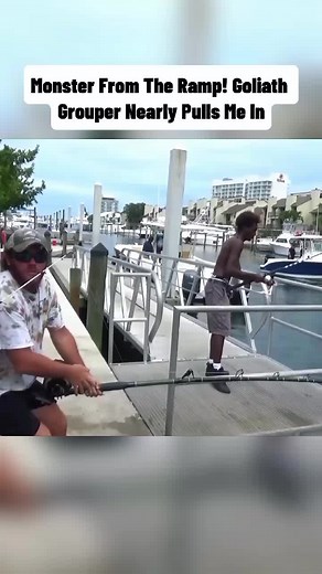 Monster From The Ramp! Goliath Grouper Nearly Pulls Me In#fishermen #fishing #fishcatching