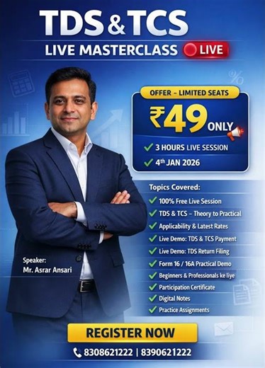 TDS & TCS LIVE MASTERCLASS | 3 Hours Live Session | ₹49 Only